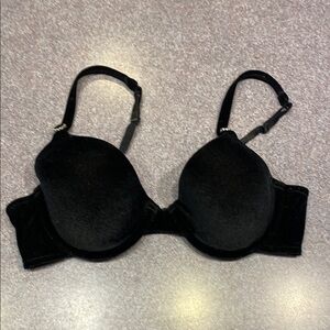 Black velvet Women's Bra with rhinestones